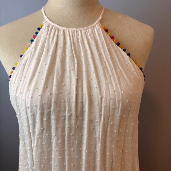 Dainty Hooligan White Pom Halter Tank Top Womens Small Swiss Dot Lined - Picture 4 of 7